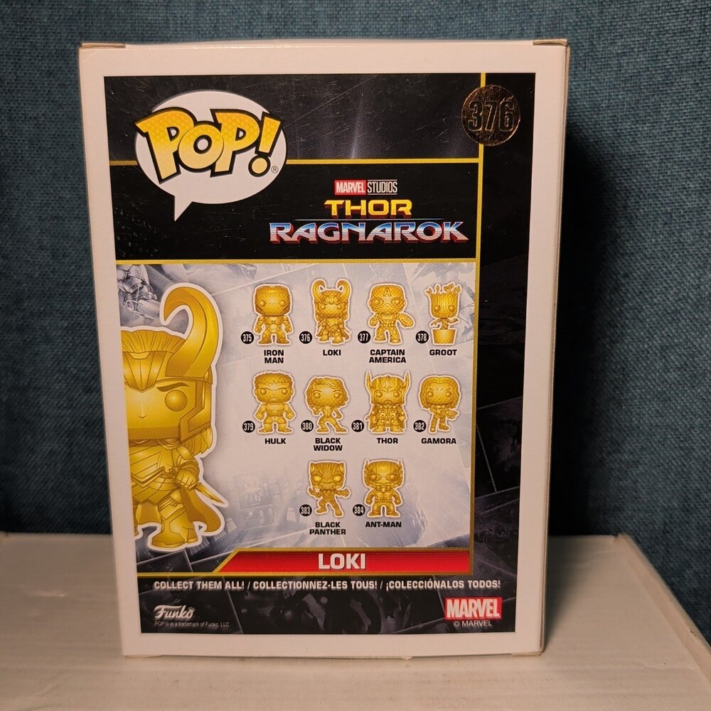 Funko Pop Marvel Studios The First Ten Years Loki 376 Gold In Box with Protector - Picture 15 of 16